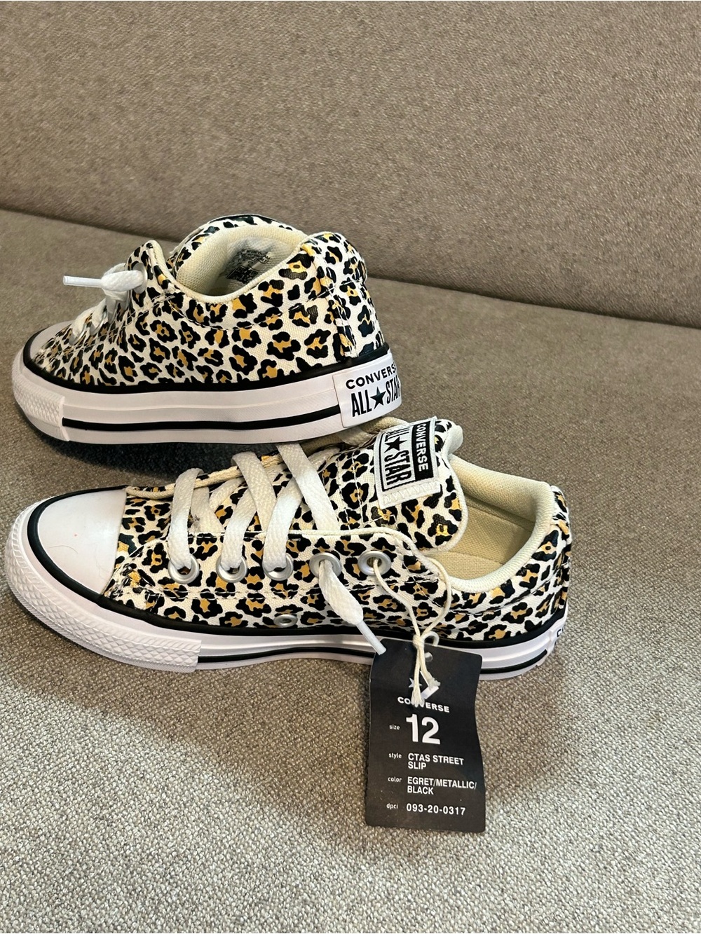 Converse Kids Leopard Print Low Top Sneakers - Black, White, Tan